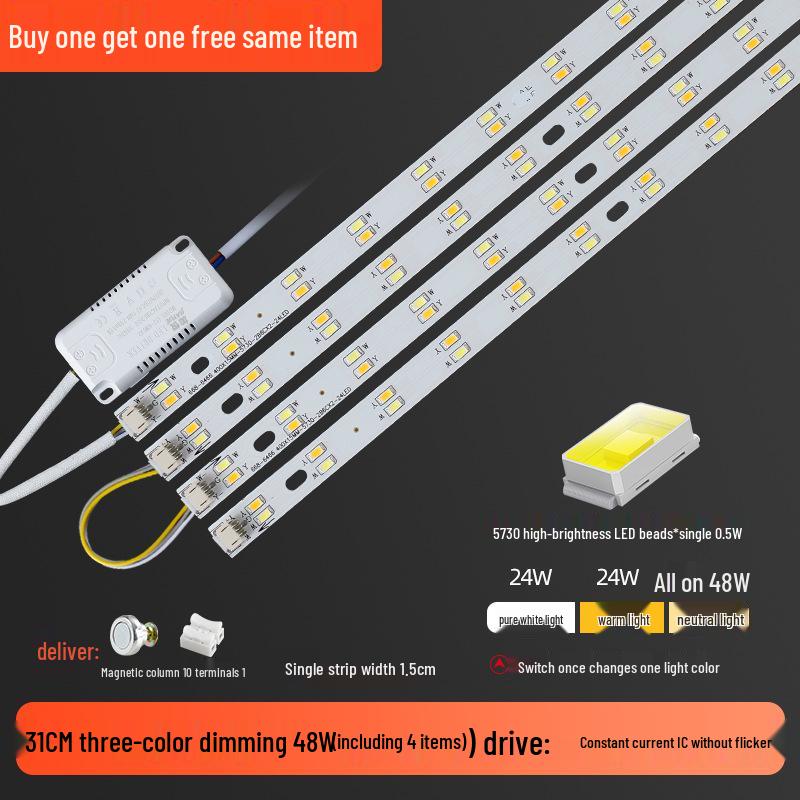 Three-Color LED Strip Light Panel for Living Room Ceiling