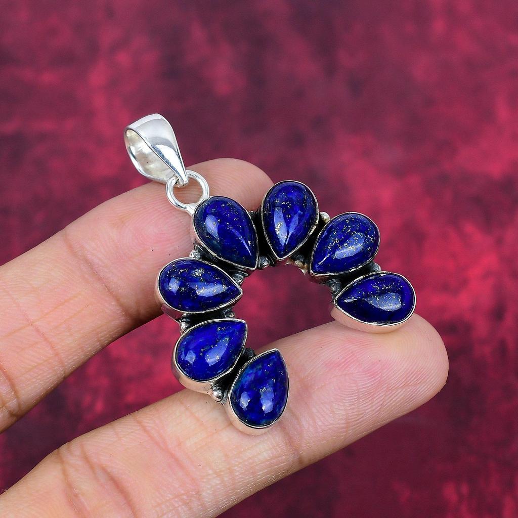 Lapis Lazuli anheng Håndlagde edelstenssmykker, 925 solid sterling sølv anheng, unikt design smykkeanheng