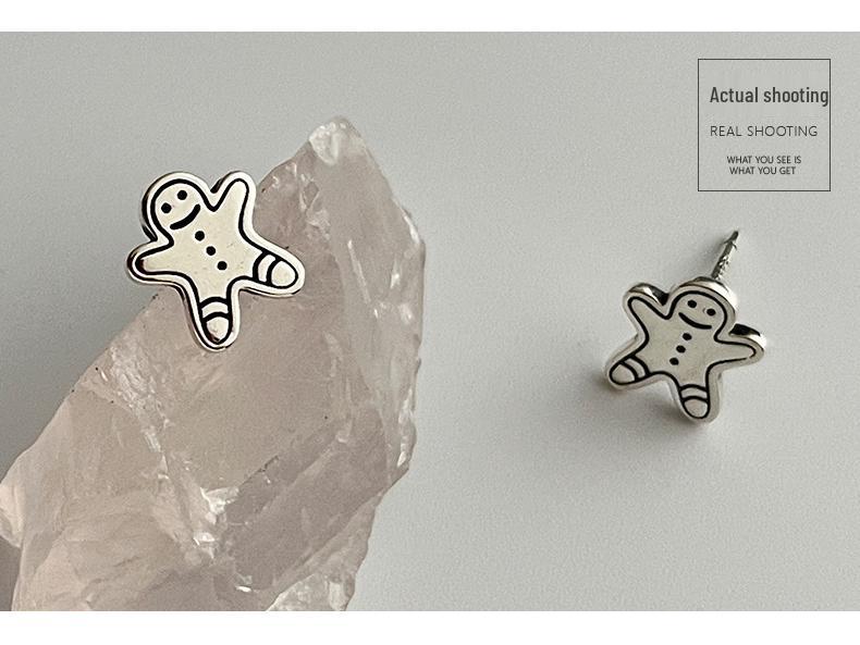 S925 Sterling Silver Gingerbread Man & Snowman Stud Earrings - 2022 Christmas Collection (E9540)