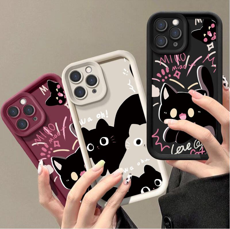 Cute Black Cat Case for Infinix Note 40 Hot 50 40 Pro 30i 30 Play 40i GT 20 10 Tecno Camon 30 Spark 30C 10 Pro 20C Smart 8 9
