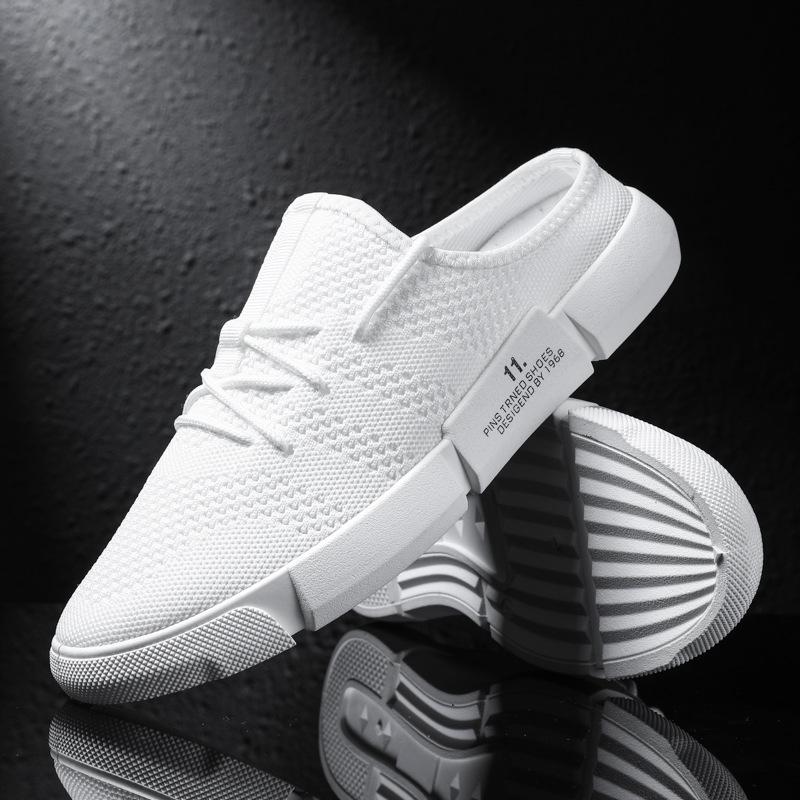 

Мужские повседневные туфли для вождения из дышащей сетки, летние полутапочки с закрытым носком 2024 года, цельный дизайн 39 белый