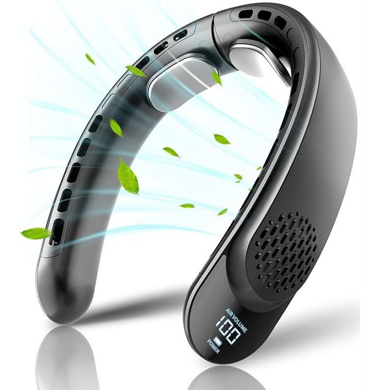 

Шийний вентилятор 4 Turbo Foldable Neck Cooler 4000 mAh Battery Bladeless Portable Wind Fan 3 Speeds Type-C Rechargeable Ventilador чорний