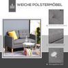 2-Seater Sofa, Couch with Storage, Wooden Legs, Padded Upholstered Sofa with Velvet Look for Living Room, Bedroom, 117 x 62 x 78 cm, Gray