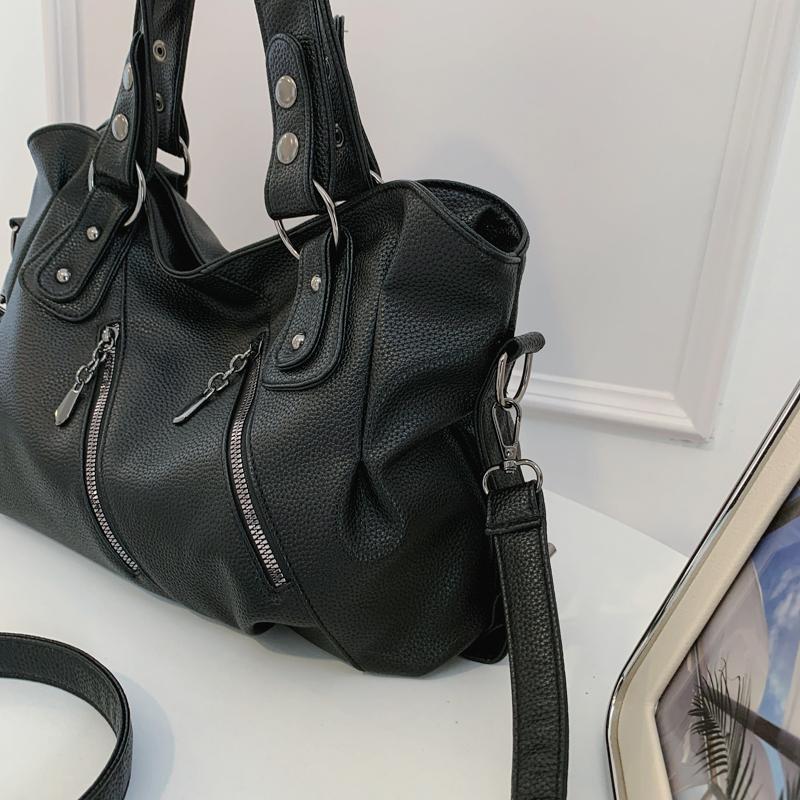 Shoulder Bag Women's 2 Large Capacity Commuter Crossbody Bag PU Portable Tote Bag