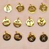 B4838 12mm Zodiac Style Charm 14k Gold Plated Stainless Steel Charm logo Custom Pendant for Jewelry Diy