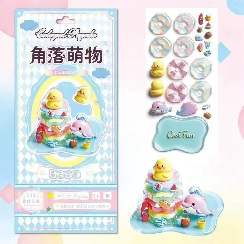 Drop Glue 3D DIY Crystal Stickers Whale Relief Ornament Stickers Cartoon Stacking Stickers  Office