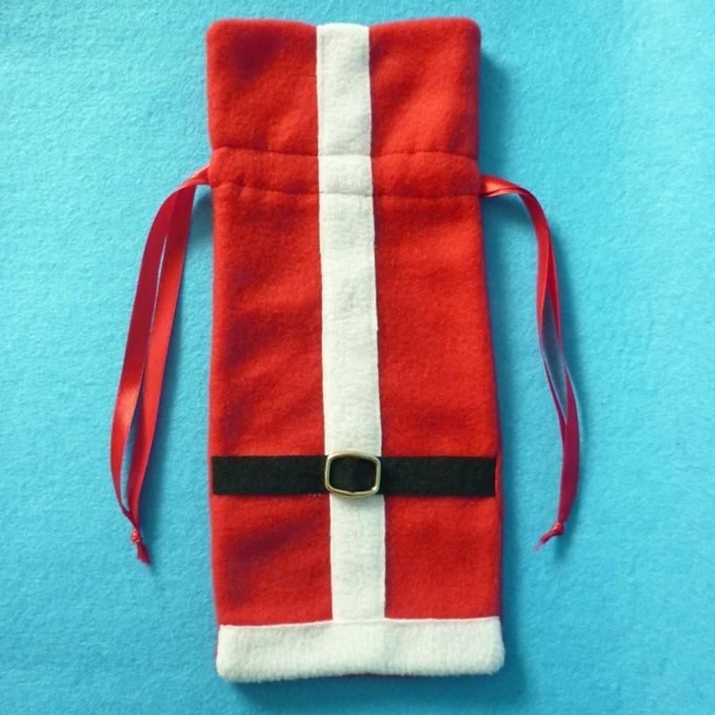 Red Wine Bottle Cover Bags Christmas Dinner Table Decoration Home Party Decors Santa Claus Christmas Bags Gift  Santa Sacks