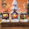 Weihnachtsdorfhaus-Ornamente im Winter, Mini-Lichter-Weihnachtsladen mit Weihnachtsmann, Harz-Desktop-Figur, Urlaubs-Wohnkultur
