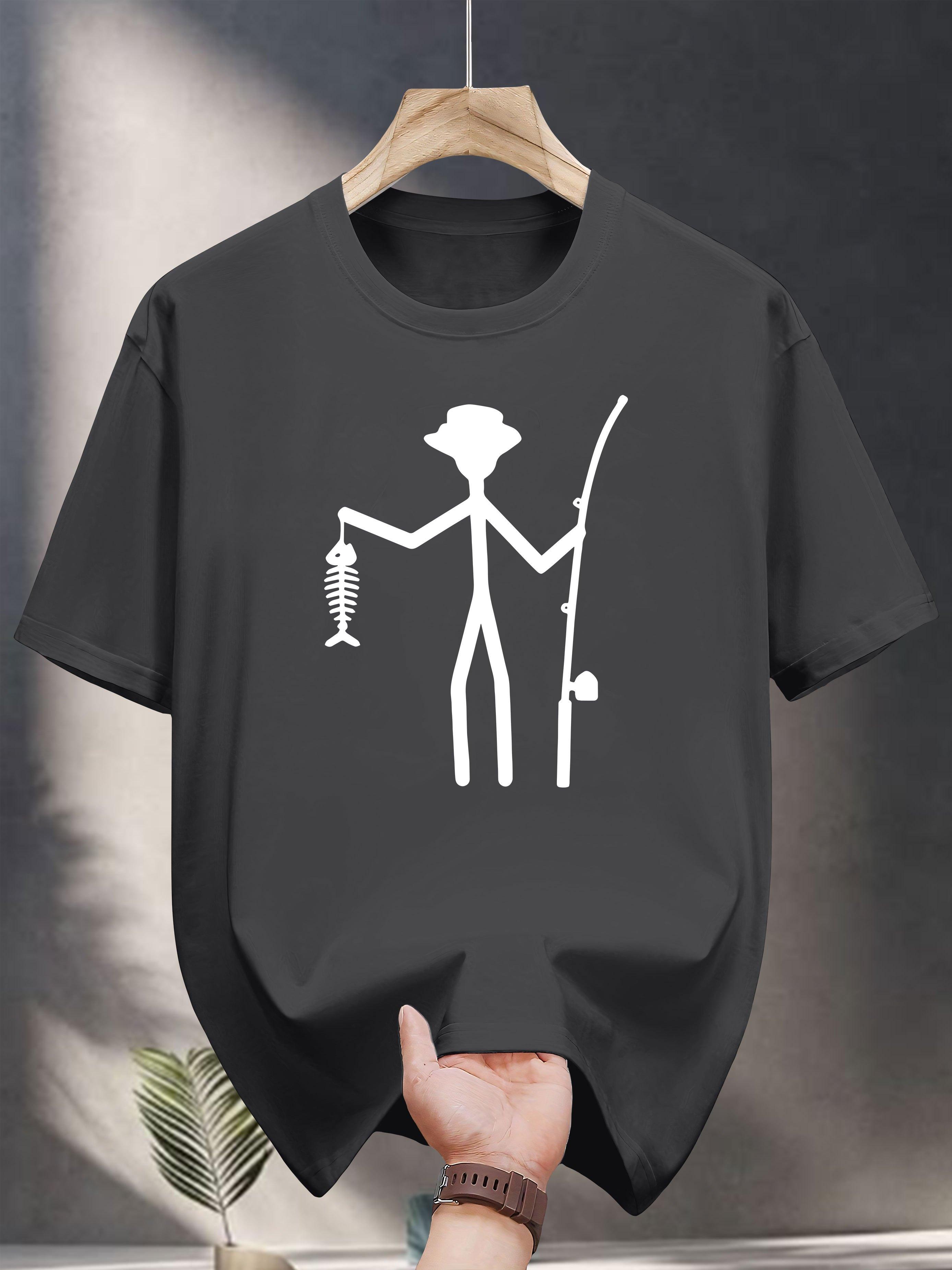 Graphic T-shirt - Casual Summer Tee with Unique Fishing Design L