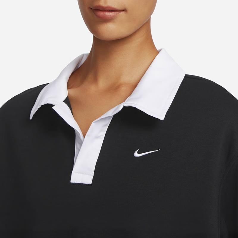Nike Sportovní oblečení Essential Color Block Potisk Tréninkové Ležérní Volné Lehké Tričko s Límcem a Dlouhým Rukávem se Sníženým Ramenem Dámské Topy FB8721-010