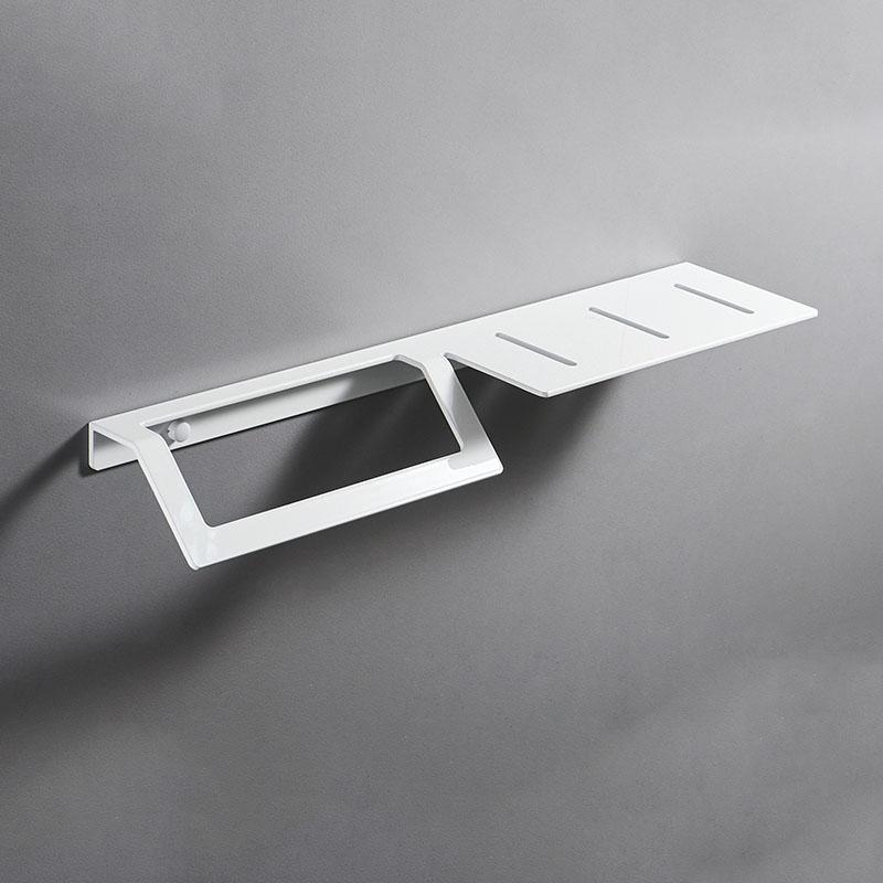 White Bathroom Shelf Wall Mounted Towel Rack Towel Bar Aluminum Bathroom Shower Shelf Towel Storage Rack Bathroom Accessories