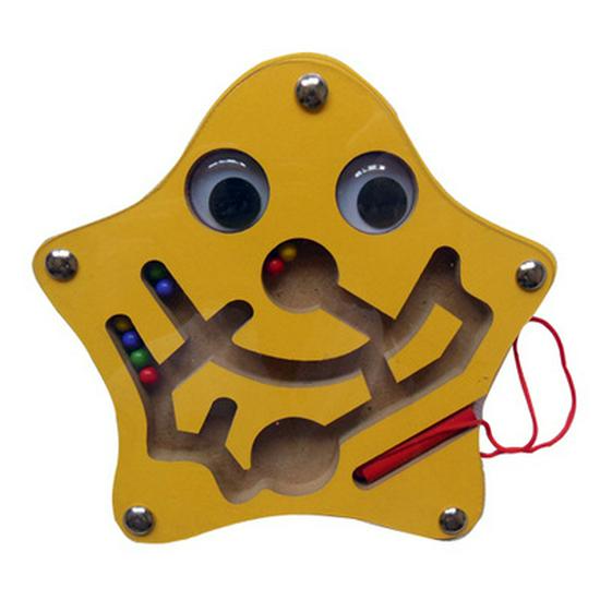 Children's Magnetic Maze Wooden Toy - Bead Rolling Educational Game with Pen Control