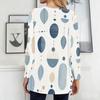 Women Plus Size Round Neck Long Sleeve Geometric Printed Loose Longline T Shirt With Pockets