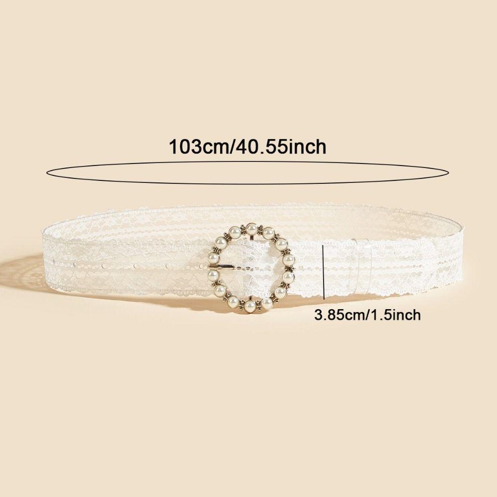White Floral Lace Waist Belt Leather Adjustable Waist Belt Fashion Accent Decor Accessory Casual Waist Strap For Jeans
