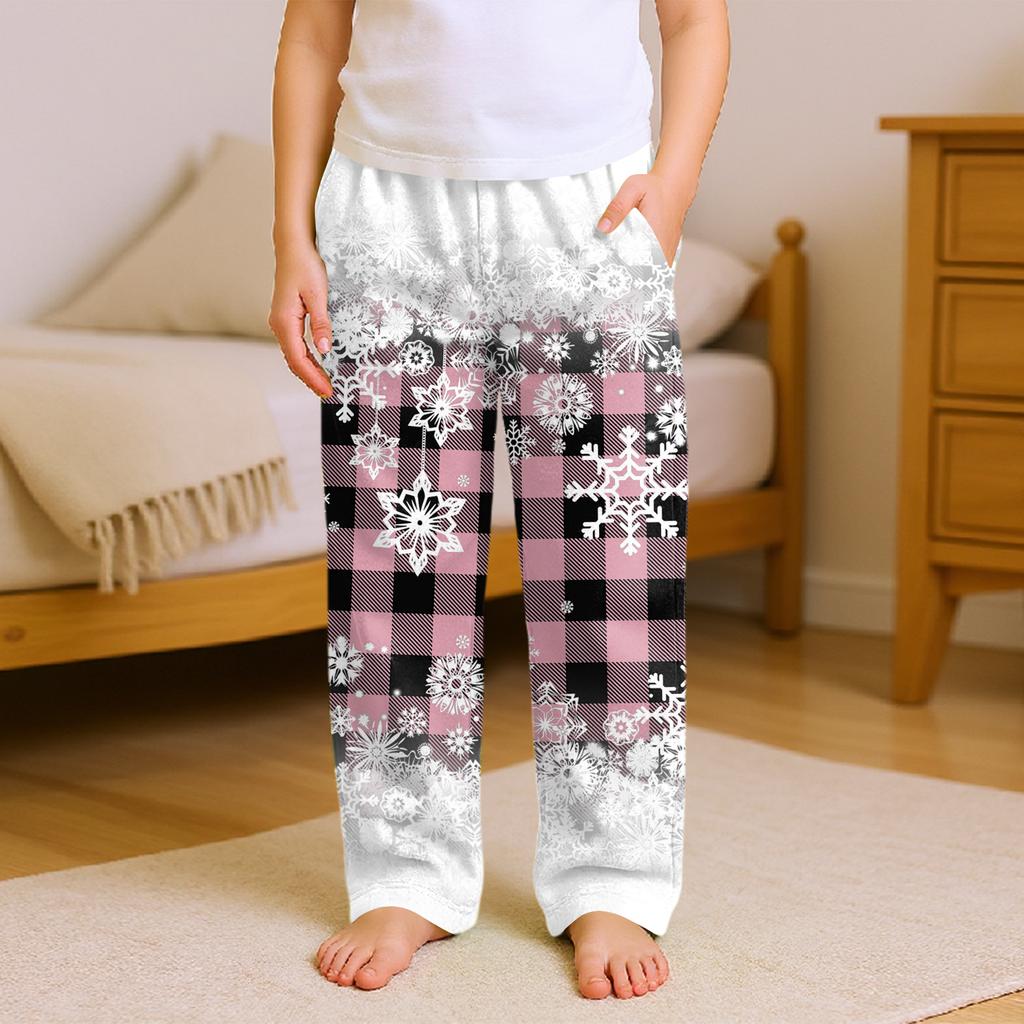 Fashionable Children's Christmas Print Pocket Casual Pants