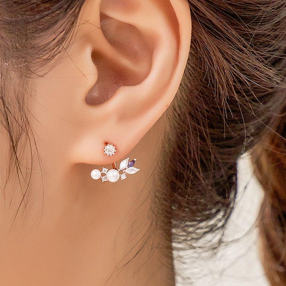 Pearl Violet Two-Way Earrings (20E118) [3Color]