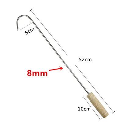 

Stainless Steel Beef Meat Hooks Long Handle Roast Duck Bacon Shop Hook BBQ Wood carbon Hanger Bread Hook Kitchen Outdoor Tools 1 pcs