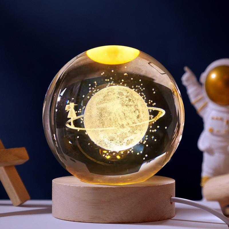 Galaxy Crystal Ball Starry Night Light: Elegant Tabletop Decoration and Perfect Gift for Birthdays or Valentine's Day.