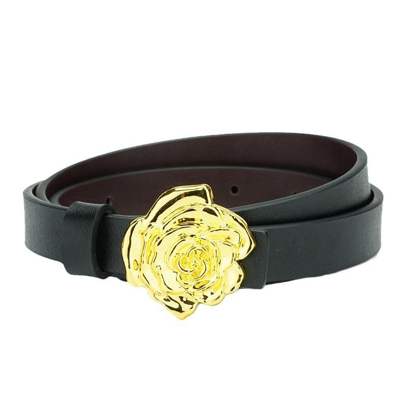 Women'S Leather Belt New Double-Sided Versatile Belt Pure Cowhide Women'S Smooth Buckle Belt Women