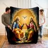 1PC Religious figures and Holy Dove Print Believer Pray blanket Warm soft flannel material suitable for all seasons gift