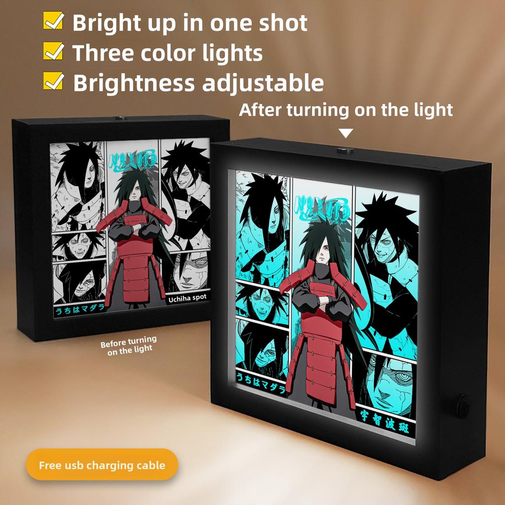 Anime Cartoon Photo Frame Anime Lamp LED Light Box Namikaze Minato Gaara Figure Room Decoration Three Color Lamp Anime Toy Gifts