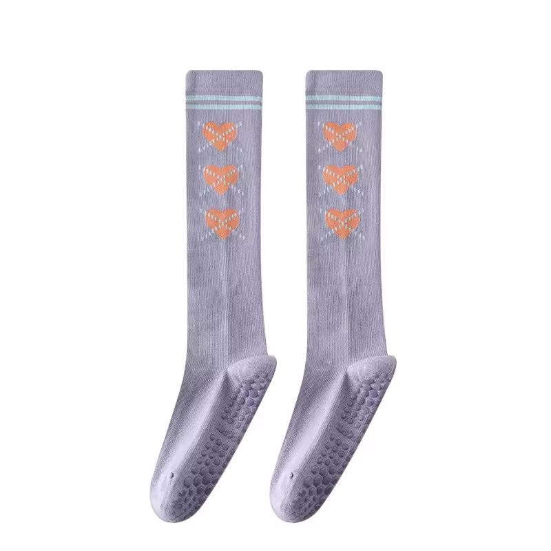 Knee High Heart Pattern Grip Breathable Comfortable Soft Pilates Fitness Exercise Studio Home Cotton Flexible Warm Yoga Socks