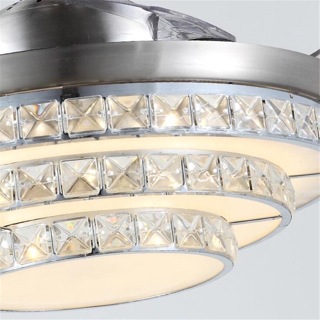 Modern Crystal Ceiling Fan Light 4 Fan Blade 42" Luxury Decorative Bedroom Ceiling Fan Lamp Remote Control Ventilador Fans