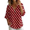 Women's Vintage Floral Print V-Neck T-Shirt - Loose Fit Short Sleeve Blouse, Faux Cotton-Linen Fabric