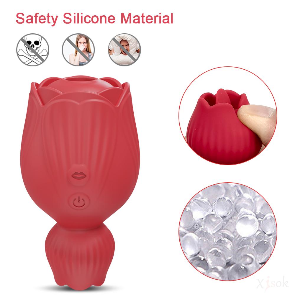 Rose-Sucking Tongue Licking Vibrator For Women Clitoris Stimulator Oral Nipple Vacuum Clit Sucker Sex Toys For Adults Female 18+