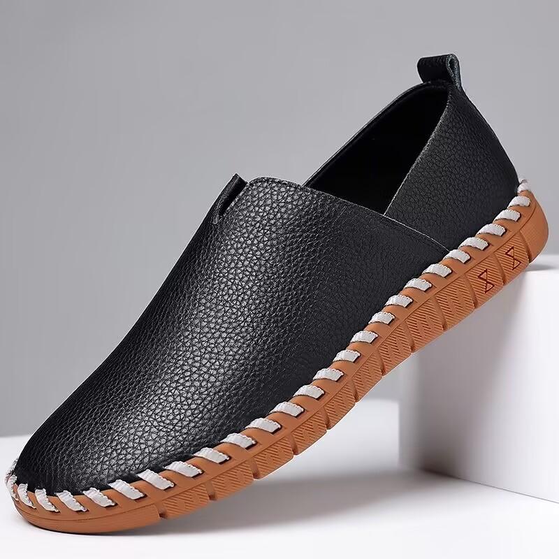 Men s Comfortable Soft-soled Slip-on Loafers Versatile Casual Business Formal Leather Shoes Loafers Men s Shoes 38 чёрный