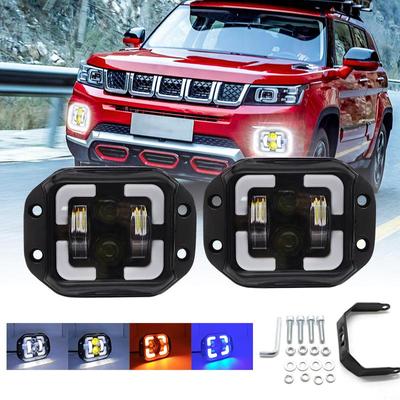 For Wrangler 4.5" 50W IP67 Waterproof Flush Mount LED Work Light White Yellow Blue Offroad Driving Fog Lamp Spot Beam 4x4 Light