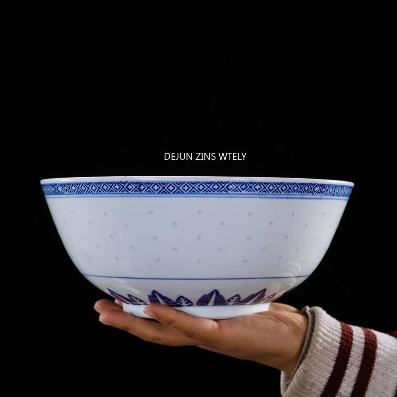 Ceramic Tableware Jingdezhen Blue and White Porcelain Ramen Soup Bowl Chinese Rice Bowls Dragon Pattern Vintage Dinnerware