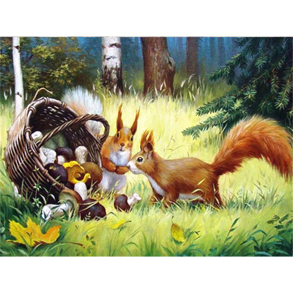 Diamond Painting Squirrel Rhinestone Kit Full Drill Square Diamond Embroidery Animal Mosaci Winter Needlework Wall Art