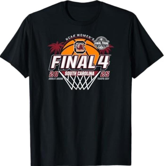 New South Carolina Gamecocks Final Four 2025 W Basketball Black T-Shirt XXL