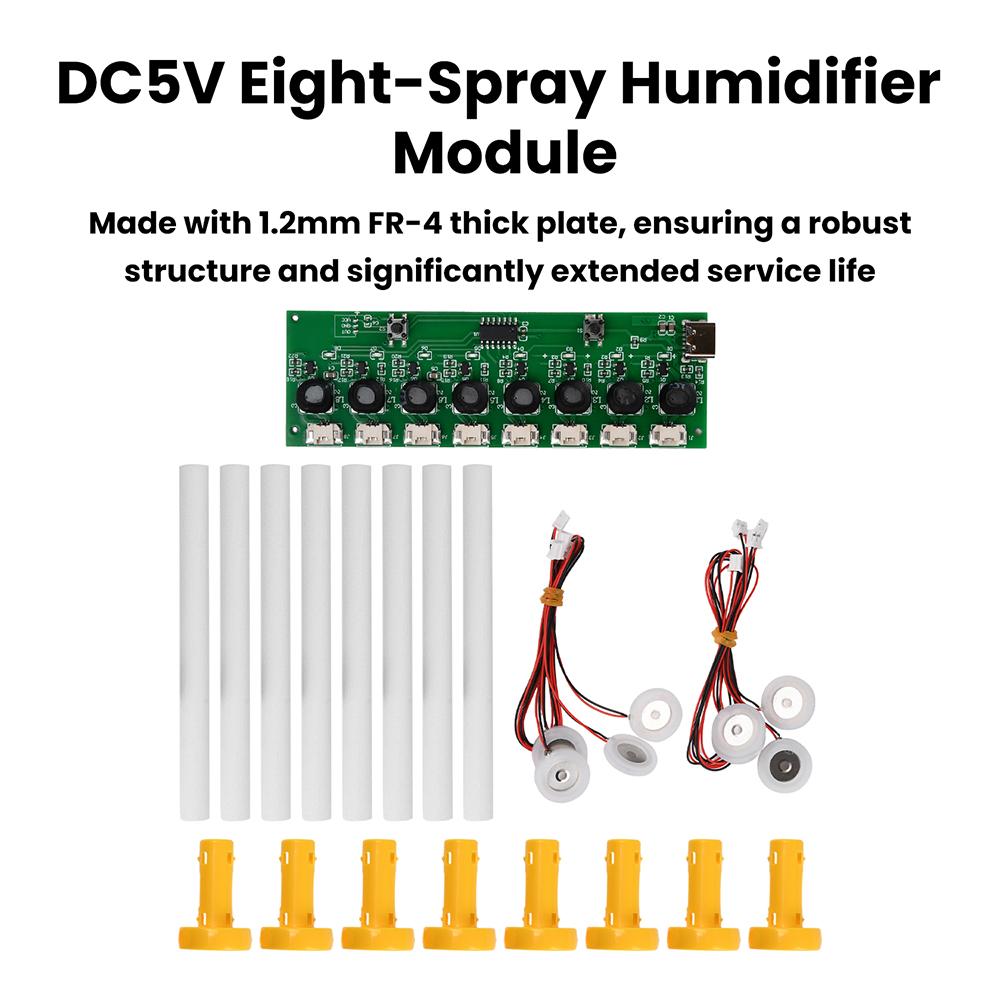 8 Spray Humidifier DIY Kits Mist Maker Driver Circuit Atomization Control Board Type-C Charging With Remote Control For Home