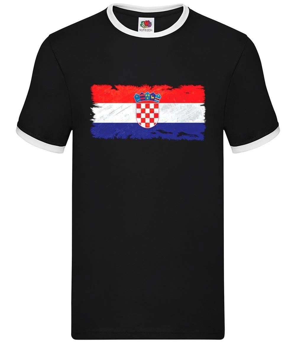 Croatia Grunge Style Flag - Mens Ringer - Croatian Country Travel Zagreb XXXXL