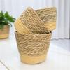 Straw Weaving Plant Pots Containers Hand Woven Plant Pots Cover Leak-Proof Garden Pots Container for Indoor Outdoor Garden