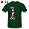 Funny Mens T Shirt Dark Grey Tshirts 100 Cotton Clothes Greyhound Dog With Red Leash Cartoon Tops Tees Summer Fall Tshirt