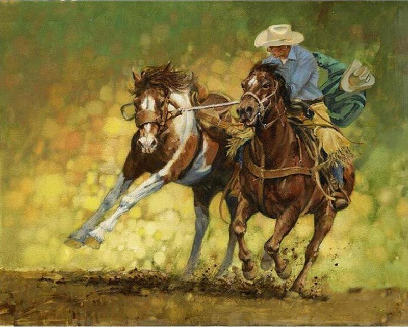 מקדחה מלאה ציור יהלומי מרובע חלום מנגרובים נוף תמונה של יהלומי ריינסטון רקמת זאב סוס בעל חיים תפר צלב דקור לבית