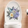 Toilet sticker, self-adhesive waterproof, removable wall sticker, bathroom toilet lid decoration, floral sticker