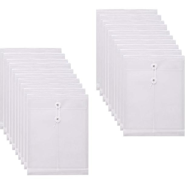 Letter Size Clear Poly Envelopes with String Closure Top Opening Folder Pack of 20 Bottom with Expanding Gusset чистый 8300₽