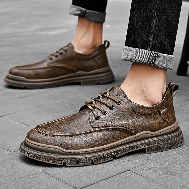 Handmade Retro Genuine Leather Men Shoes Comfortable Casual Leather Shoes Moccasins Man Flats Shoes