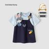 GOWINBABY Girls' Faux 2-Piece Rabbit T-Shirt Dress