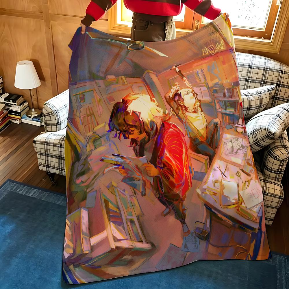 Anime L-Look B-Back Throw Flannel Blanket Suitable for Sofas Beds Offices Travel, Camping Chairs