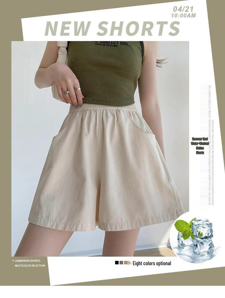 High-Waisted Cotton Linen A-Line Shorts - Petite, Casual, Slimming, Wide-Leg, Summer Wear for Women
