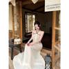 Design Waist Fake Hollowed Neck Dress Women's Summer New Temperament Slim Dress