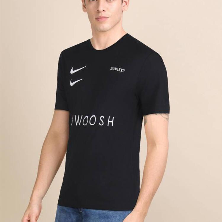 Nike Sportswear Swoosh Logo Crew Neck Short Sleeve T-Shirt Men Tops Black DH0030-010
