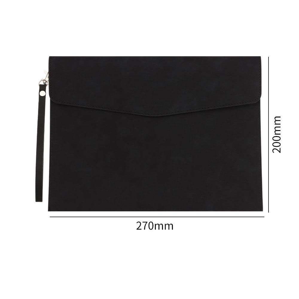 

A5 Leather Document Bag Large Capacity Laptop Cases Portable Business Briefcase Office Organizer чёрный