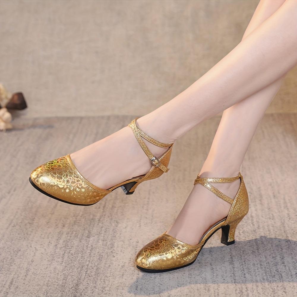 Fashion New Latin Dance Shoes Female Adult Middle Heel Shoes Soft-soled Square Ballroom Women's Shoe Colorful Fabric