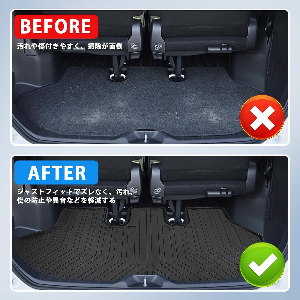 New Noah/Voxy 90 Series Luggage Mat, 4th Generation, VOXY NOAH, Specific Design for the 90 Series, 3D Trunk Mat, TPE Material Cargo Mat, Waterproof, N